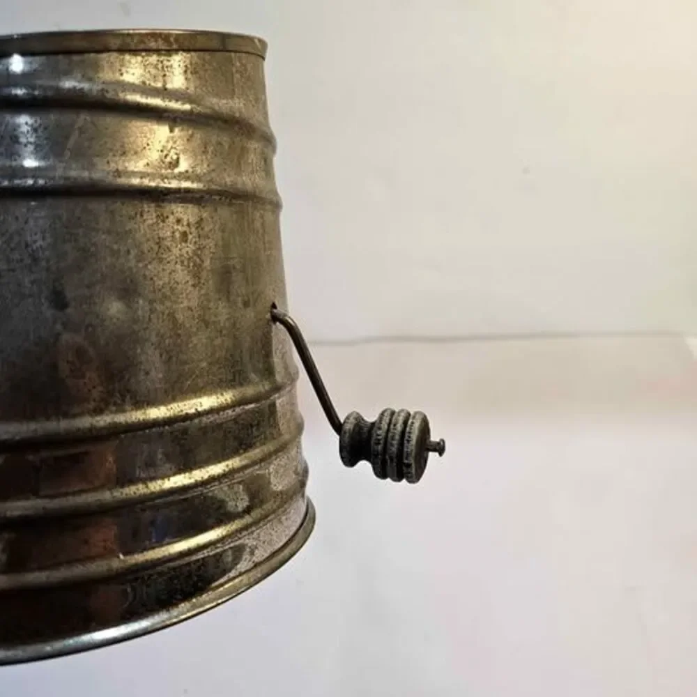 Vintage Metal Flour Sifter with Wooden Handle